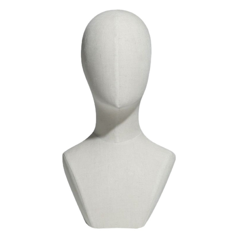Soporte de cabeza de maniquí forrado en tela, soporte para sombreros, soporte para modelos, para bufandas, para peinar pelucas, cabeza de práctica para fijar prendas, cabeza de maniquí para enseñanza, cabeza de maniquí de exhibición. image 1