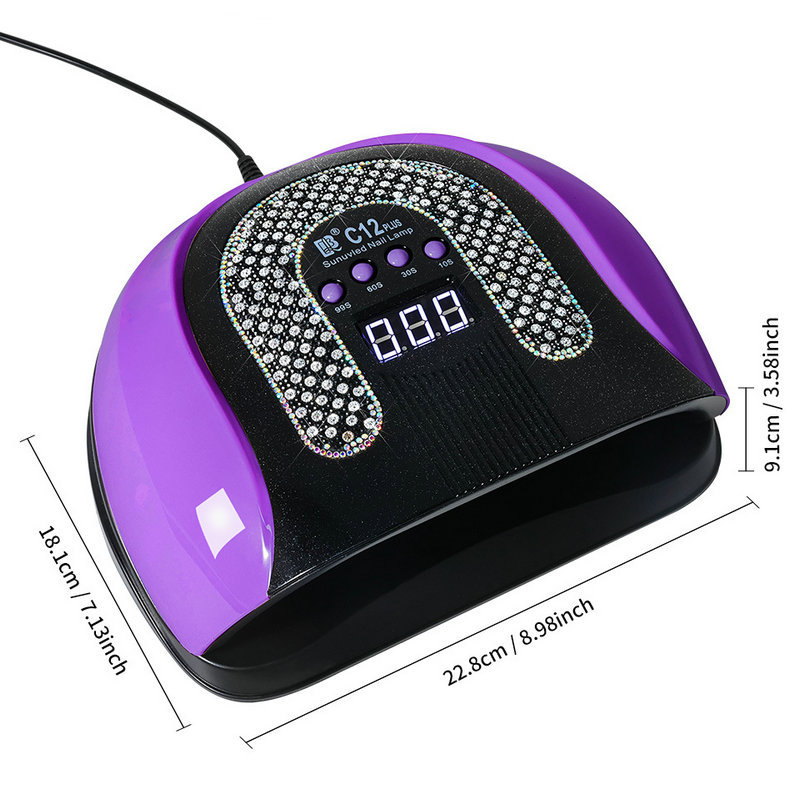 Lámpara de uñas Diamante creativo 256W Lámpara de fototerapia inteligente de alta potencia Luz UV Aceite de uñas de secado rápido Lámpara para hornear Lámpara transfronteriza