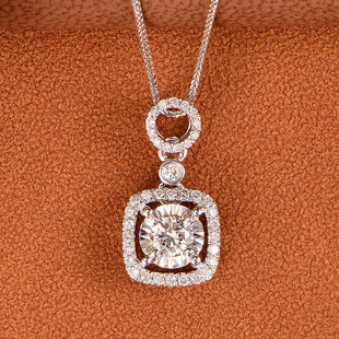 Natural Diamond 18K White Gold Car Flower Carat Effect Diamond Necklace Women's Collarbone Chain Pendant Real Diamond Micro Set Necklace