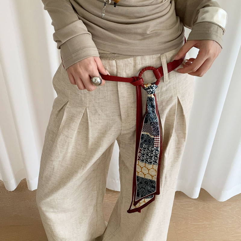 高级感咖啡色丝巾腰带女复古波西米亚风配裙子牛仔裤百搭皮带配饰|undefined