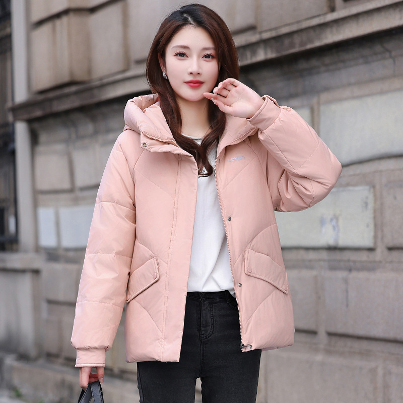 Nueva chaqueta de algodón de plumón para niñas corta chaqueta de algodón suelta de estilo coreano de color sólido versátil chaqueta caliente a prueba de frío para mujeres