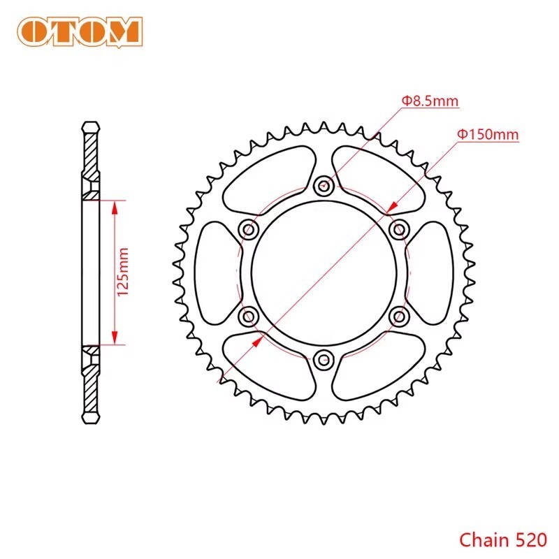 OTOM オフロードバイクチェーンリング エンジンガールド KTM クヴィス KTM ハスクバーナ リアチェーンリング AJ1 軽量チェーンリング|undefined
