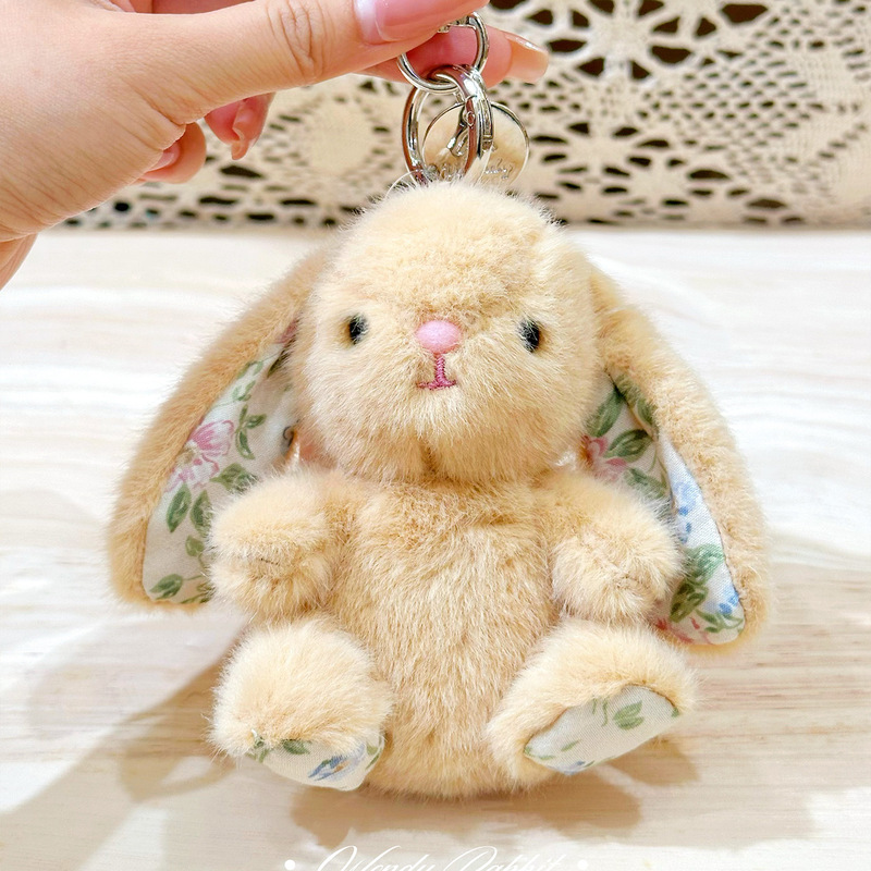 本物のウェンディウサギ座り姿勢ぬいぐるみペンダントかわいい花ウサギ人形人形スクールバッグキーホルダー小さなギフト卸売|undefined