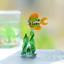 玻璃工艺品水草鱼动物摆件海马海狮潜水员微景鱼缸桌面简约装饰