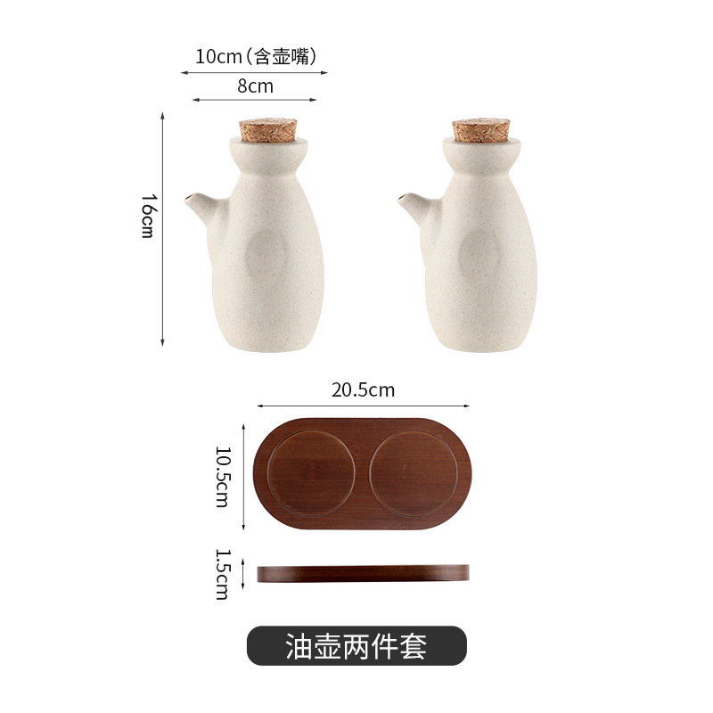 Venta al por mayor de estilo japonés creativo simple salud cerámica condimento tarro cocina condimento caja a prueba de humedad azúcar y sal tarro conjunto de tres piezas