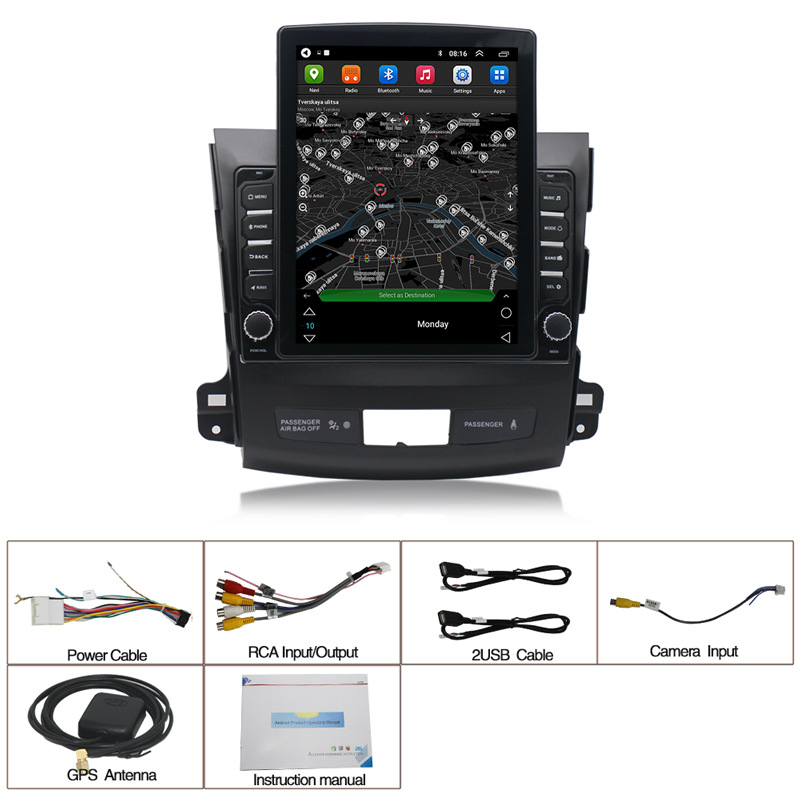 Aplicable al navegador de Mitsubishi Outlander Android coche todo junto de la navegación GPS vertical del coche de la pantalla de 9,7 pulgadas