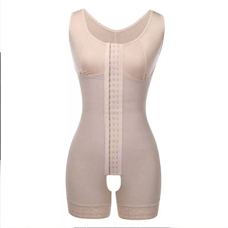 跨境大碼FullBodyShaper連體塑身衣蕾絲排扣塑腰托胸收腹束身衣女