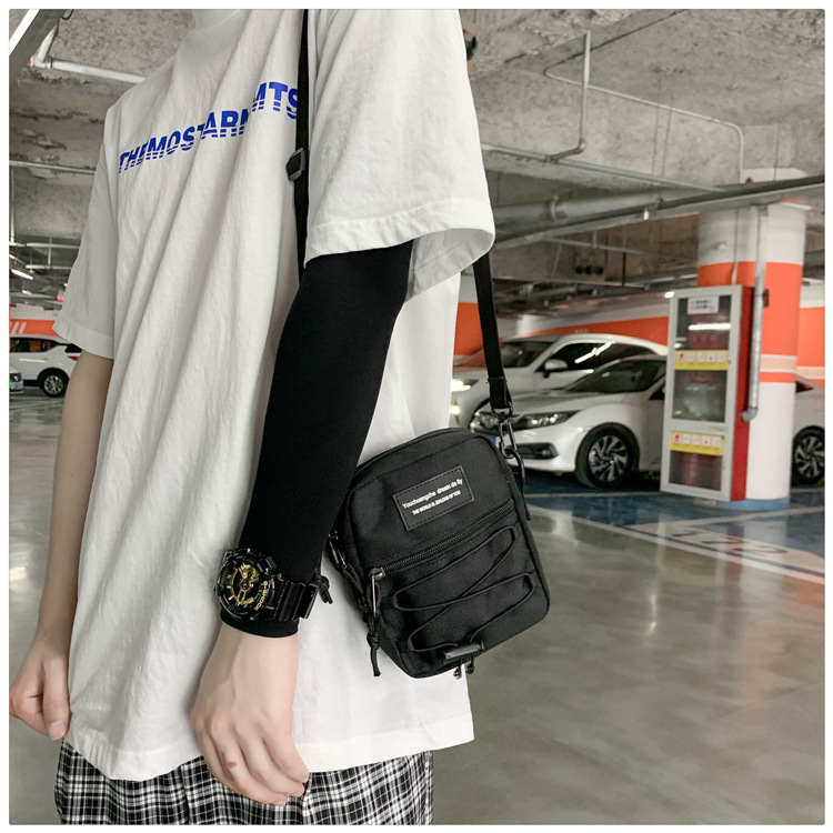 67g Weight Zipper Closure Type Single Shoulder Strap Strap Type Crossbody Bag Bags Type Nylon Material Letter Pattern Streetwear Style Square Shape Khaki, Light Grey, White, Black Color Small Size Small Nylon Letter Streetwear Square Zipper Crossbody Bag 11