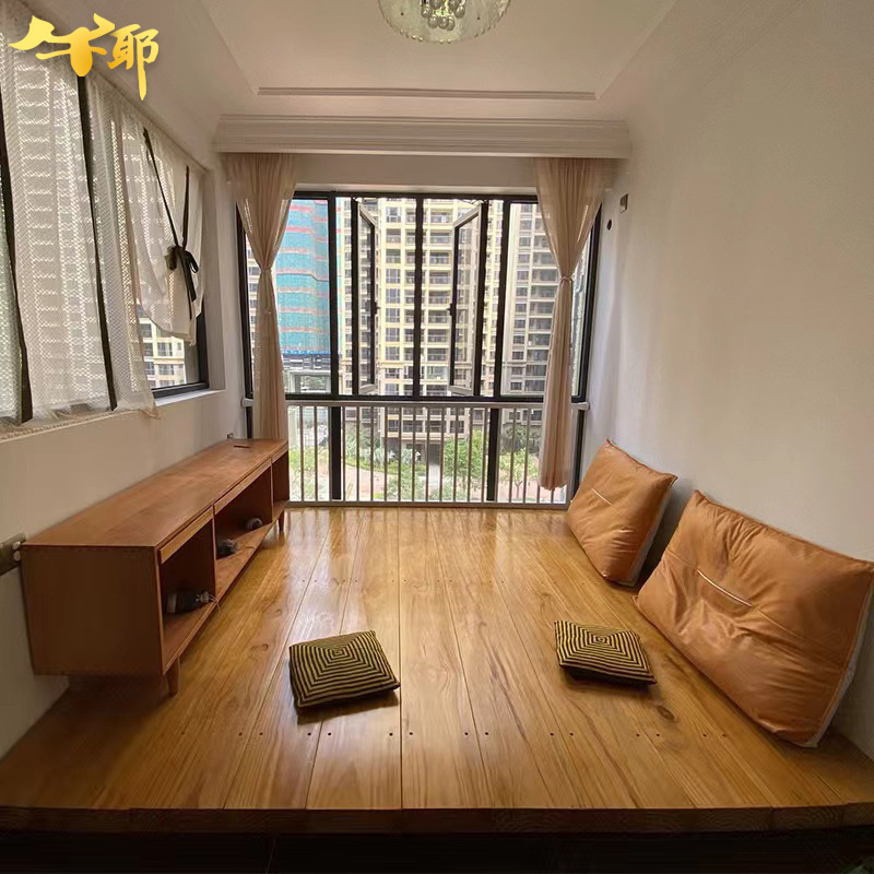 Simple Japanese Tatami Bed Floor Log Floor Bed Homestay Apartment Hotel Head Bed Balcony Solid Wood Floor