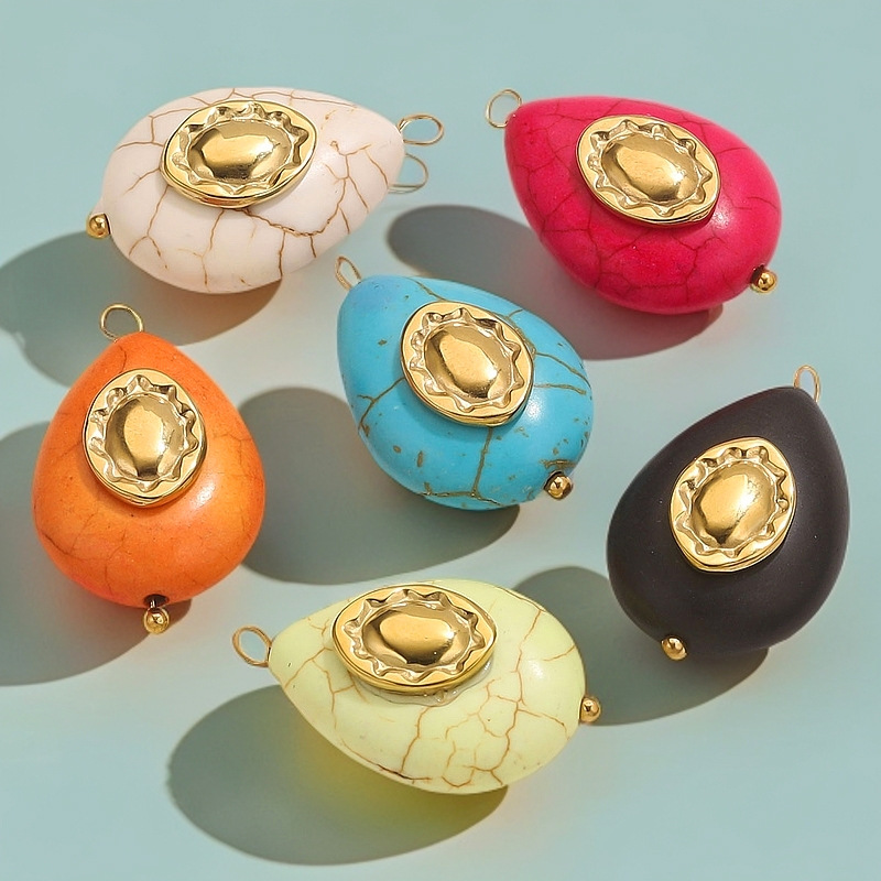 Nuevo acero inoxidable gota de piedra imitación de piedra natural agujas dobladas hechas a mano accesorios DIY accesorios al por mayor