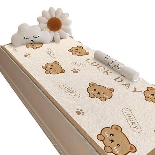 Cartoon Cute Bear Bedroom Room Dividing Cool Carpet Living Room Coffee Table Absorbent Fake Wool Carpet Balcony Non-Slip Bay Window Mat