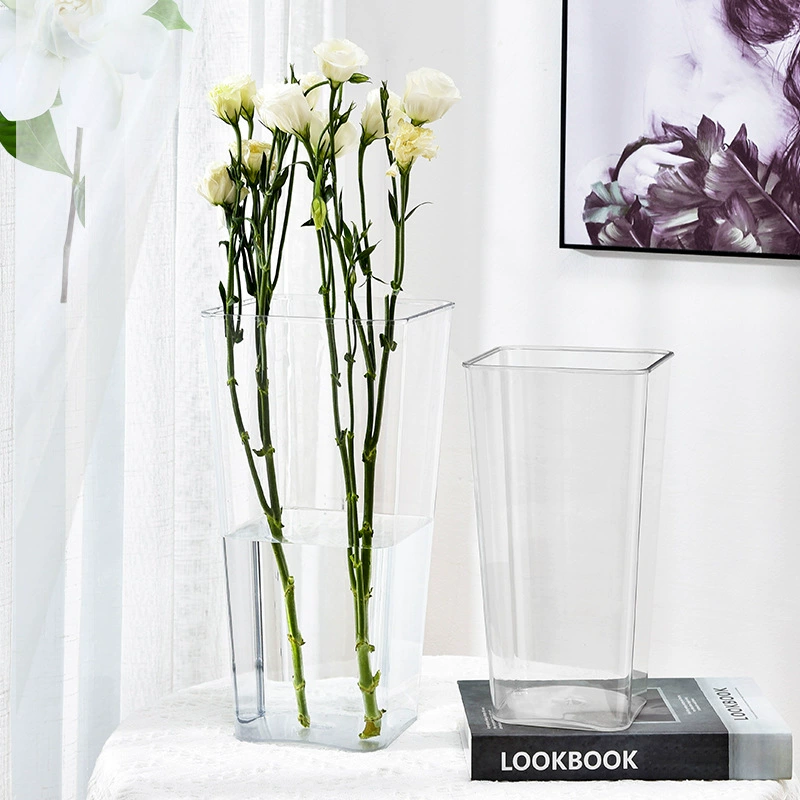 Легкое роскошное акриловое цветочное ведро для цветочного магазина квадратное Прозрачное цветочное ведро оптом Цветочная композиция ведро