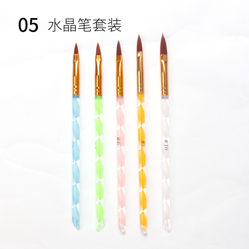 Cruz-frontera manicura 15 piezas conjunto pluma de fototerapia pluma de cristal pluma de silicona taladro de la pluma dibujo línea pintura cepillo colección