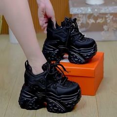 女性用ダッドシューズ 2025 ホットスタイル クロスストラップ 多用途 厚底 通気性 小柄な人向け ファッション カジュアル 女性靴