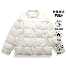 潮牌羽绒服男冬季新款可脱卸马甲拼接保暖情侣上衣白鸭绒翻领外套