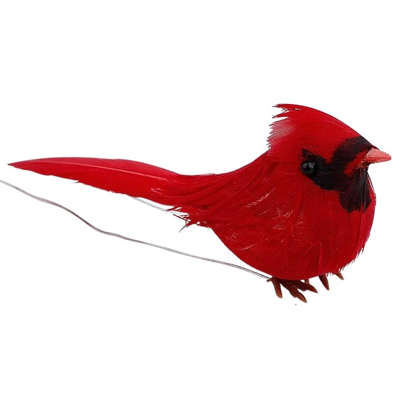 Мини-Рождественская подставка для красной птицы или клип Моделирование Красной птицы Садовые украшения Украшения для красной птицы
