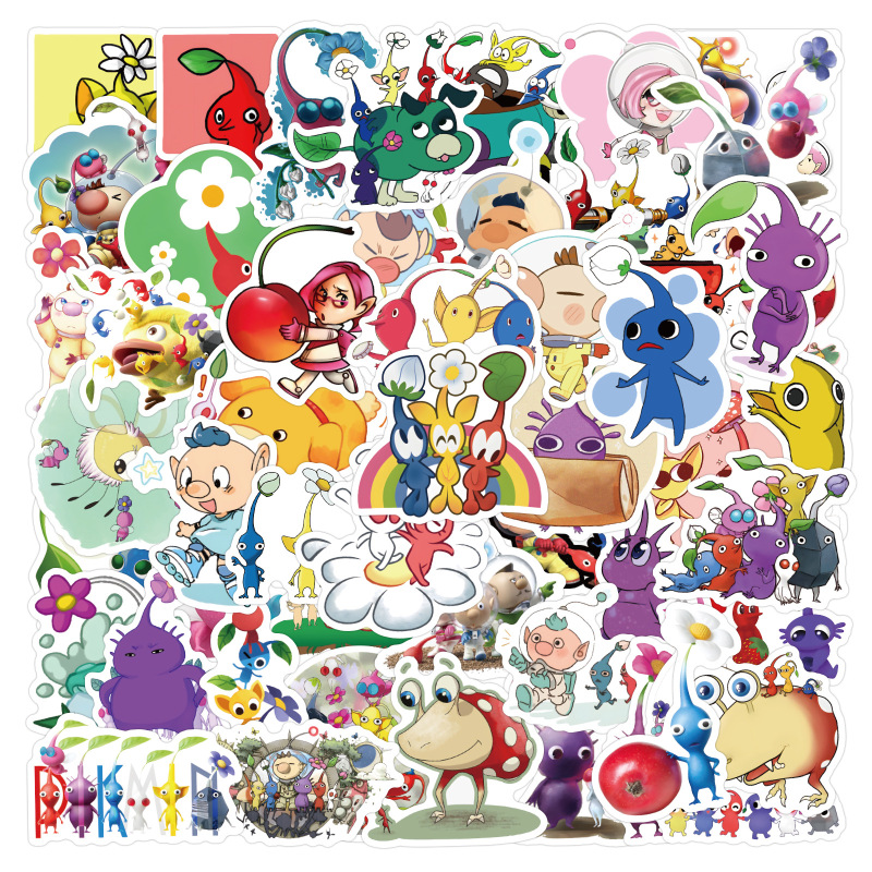 50 Pikmin Cartoon Stickers for Decorating Journals, Stationery, Water Bottles, and Computers, Waterproof Decals