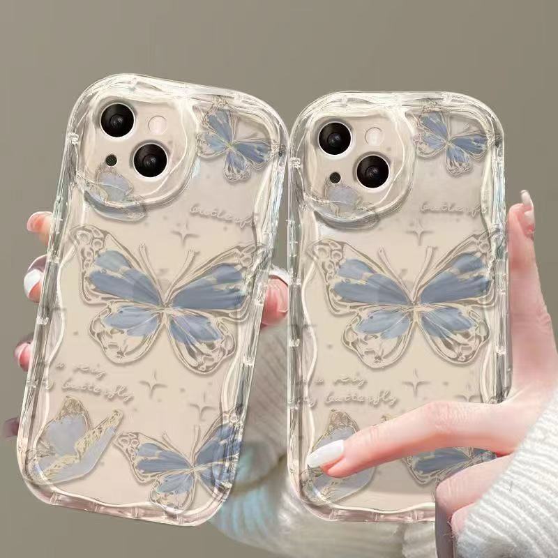 Crystal Butterfly para iphone16promax funda para teléfono móvil transparente Apple 15 anti-caída 14pro Japón y Corea 13/12