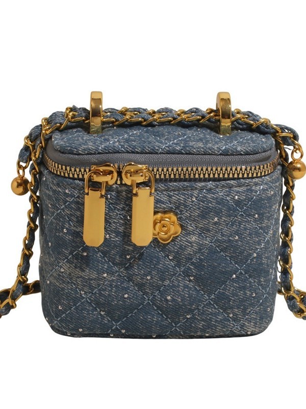 Bolso cuadrado pequeño con cadena de hilo de bordar a mano para mujer 2025 nuevo bolso de caja de diamantes de moda bolso bandolera de cadena de sentido avanzado