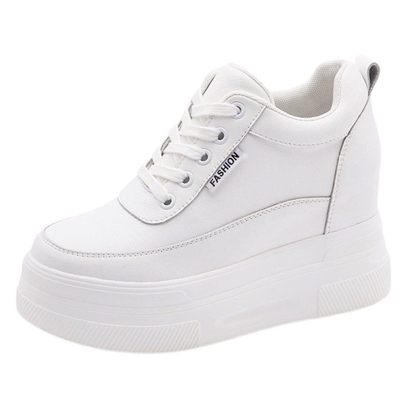 Туфли, увеличивающие рост, женская обувь, новинка 2025 года, популярные новые осенние универсальные белые туфли для спорта и отдыха на толстой подошве, 10 см
