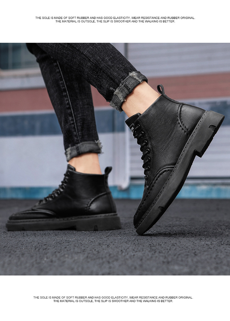 Podzim/zimní boty Martin Ultra Fiber Leather, britský styl, krátké boty, moderní šněrovací pracovní boty,_voghion.com