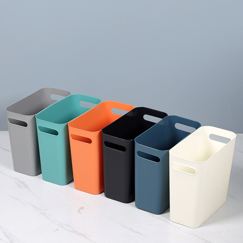 Narrow gap trash can for home use in bathroom, living room, kitchen, bedroom; special waste basket for office Narrow gap trash can for home use in bathroom, living room, kitchen, bedroom; special waste basket for office