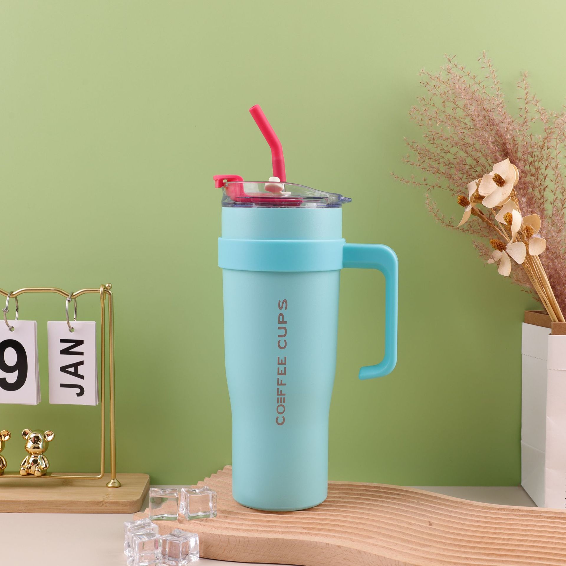 Transfronterizo nuevo Big Mac 40oz304 taza de acero inoxidable taza de aislamiento de gran capacidad mango de paja taza de hielo