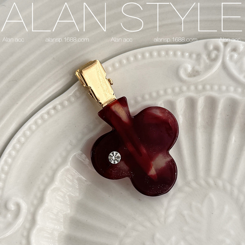 Alan Sweet Girly Star Love ダイヤモンド付きプリンセスヘッドバングヘアクリップ酢酸繊細なヘアクリップサイドクリップ|undefined