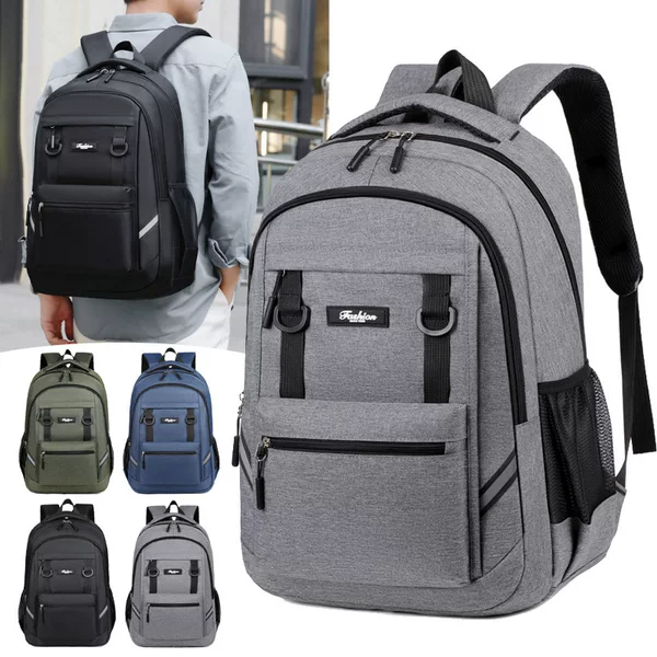Foreign Trade New Large-Capacity Backpack for Men, Outdoor Travel Backpack, Simple Solid Color Bag, School Bag for Middle and High School Students and College Students