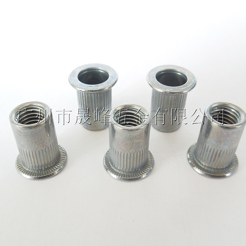 本色锌镍合金平头竖纹铆螺母M8-18