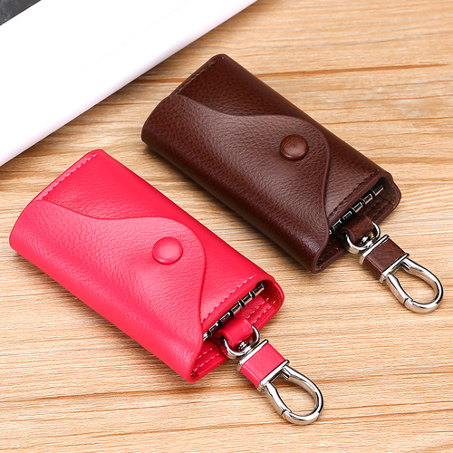 Korean version men's car key bag waist strap cowhide multi-functional zipper key bag with buckle for women's bags