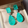 Hua Meimei earrings New Tide Pear -shaped imitation Paraba Garrier emerald big water drops European and American exaggerated earrings women