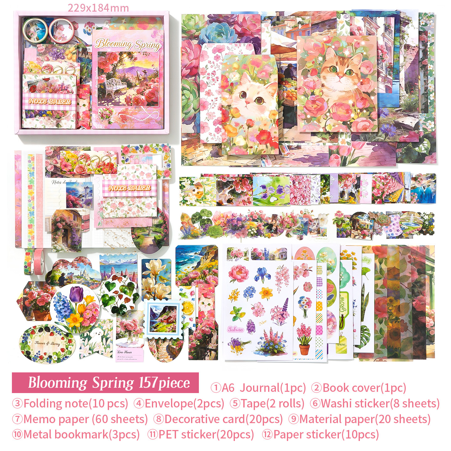 Core Mo Inglés edición europea y americana mariposa gráfica serie de cuaderno de mano material cuaderno de mano caja de regalo conjunto de cuaderno