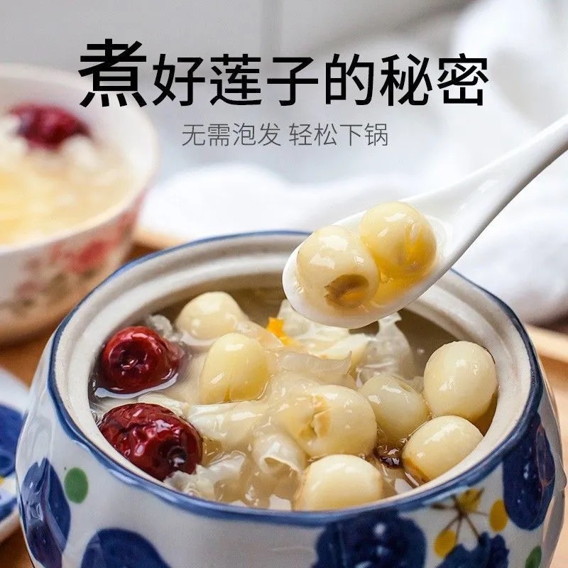 Lotus Seed (Nelumbo nucifera) — Fujian White Lotus Seeds, Core-Removed, Sulfur-Free Dried Food Herb preparation