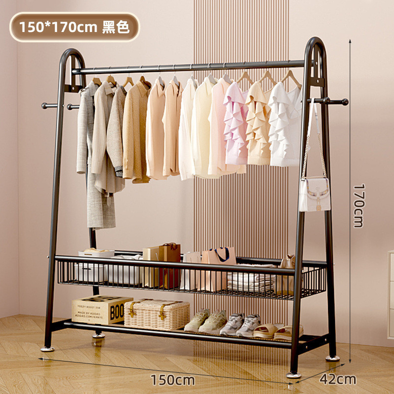 녹슬지 않는 탄소강 | 빅맥 3.2CM 두꺼운 파이프 직경 | 대기 블랙 - 바닥을 걸레질하지 않고 높게 [150CM*170CM] 이중층 프레임