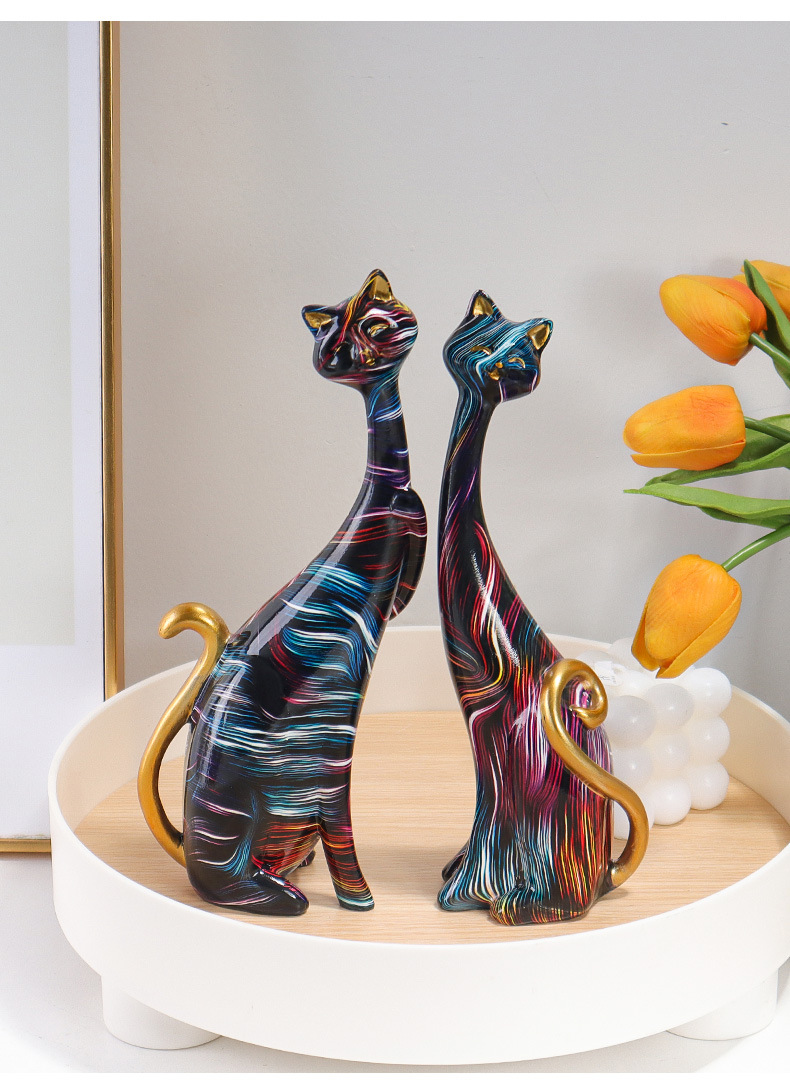 Indoor, Home, Daily Occasion Resin Material Cartoon Style Simple Style Artistic Cat Resin Ornaments Artificial Decorations