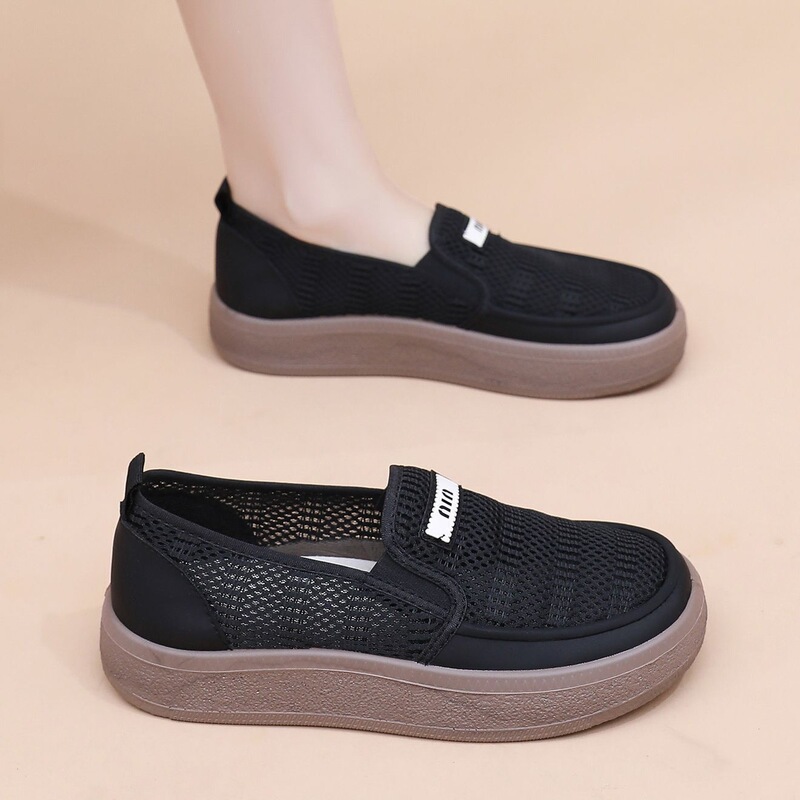 Thick-Soled Height-Increasing Versatile Women's Shoes 2026 Summer Mesh Hollow Breathable Casual Shoes Ultra-Light Ultra-Soft Slip-On Mom Shoes Thick-Soled Height-Increasing Versatile Women's Shoes 2026 Summer Mesh Hollow Breathable Casual Shoes Ultra-Light Ultra-Soft Slip-On Mom Shoes