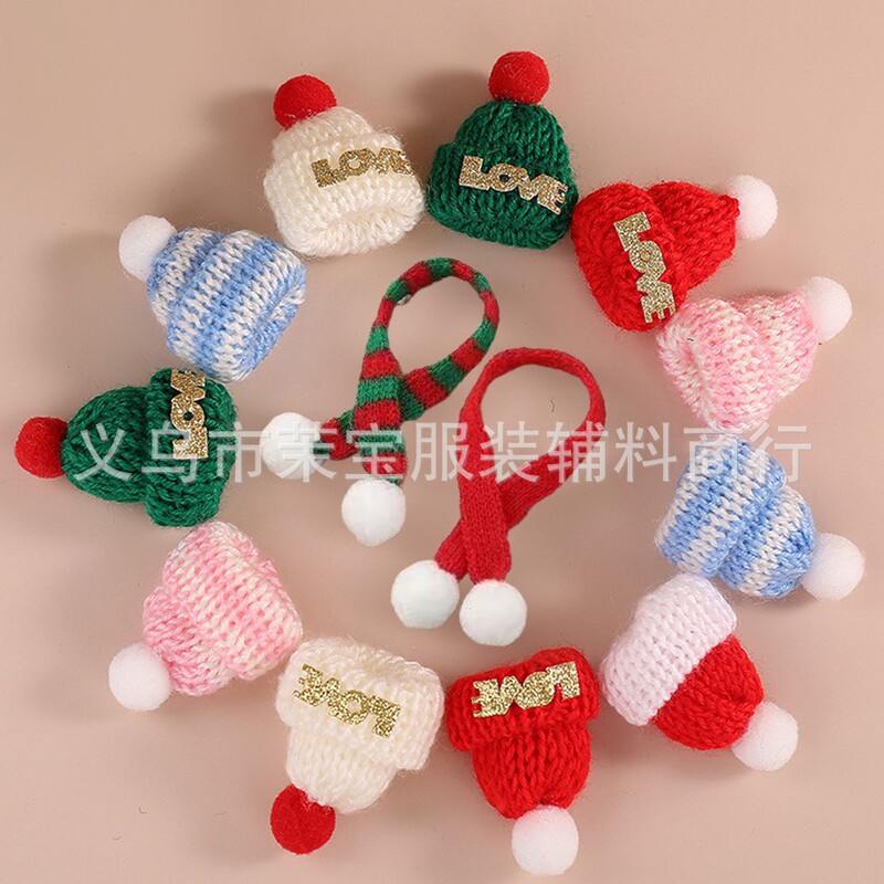 Explosions mini hat diy handmade toy decoration accessories Christmas wool knitted scarf hat wholesale