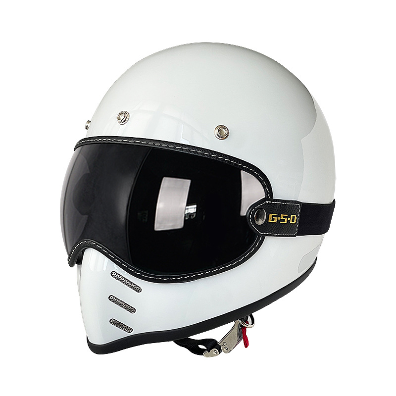 Motosiklet kaskı (dəbilqə) – Motuoche Helmet Full Face - ivory-white-dark-tea-visor-m55-56