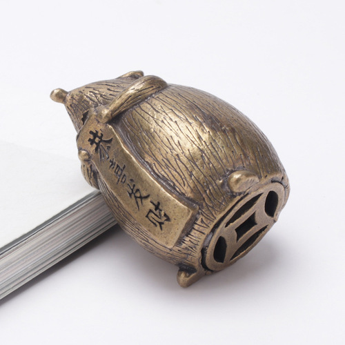 Pure brass retro fortune rat collection ornaments Gong Xi Fa Cai copper rat antique hand pieces paperweight crafts wholesale