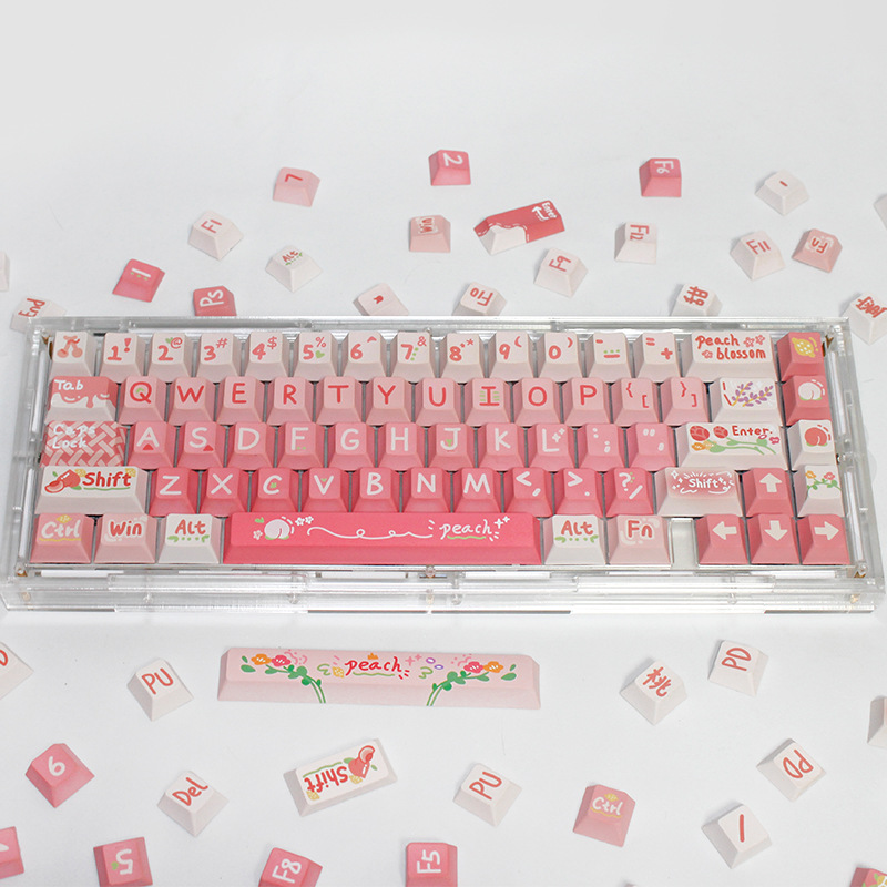 Mechanical Keyboard Pbt Customised Keycaps Pink Peach Design_voghion.com