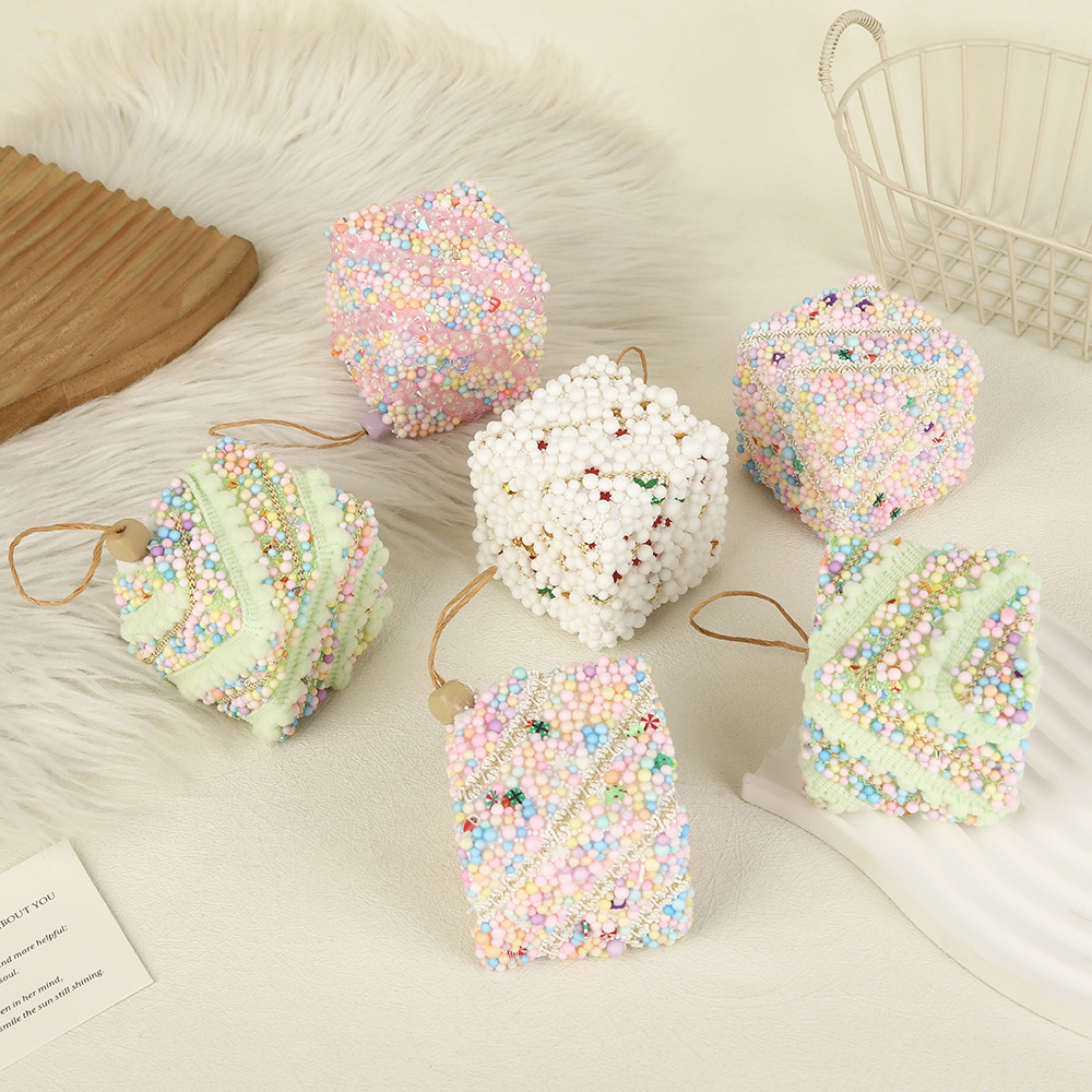 Decoración transfronteriza del árbol de Navidad Macaron granulado burbuja caja de regalo creativo ambiente navideño decoración caja de regalo colgante