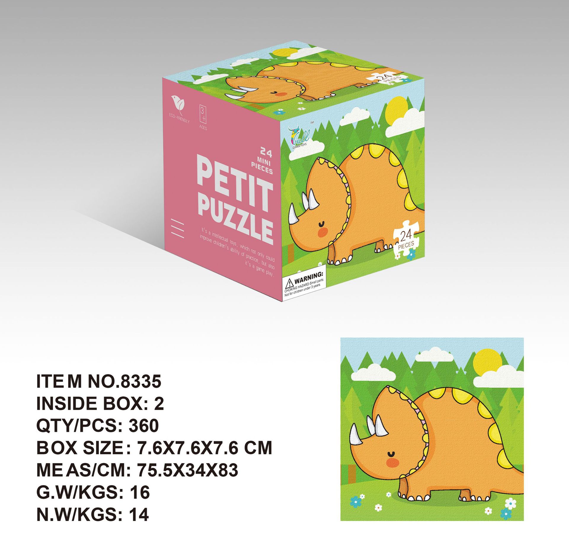 Mini 24 unidades rompecabezas de papel los niños educación temprana juguetes kindergarten regalo para 3 años embalaje inglés