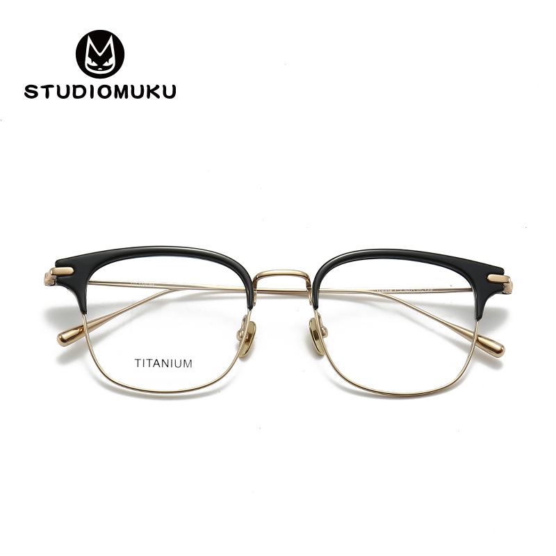 Gafas de madera STUDIOMUKU El diseño de marco de cejas a gran escala permite que la cara grande se ajuste cómodamente al marco de las gafas