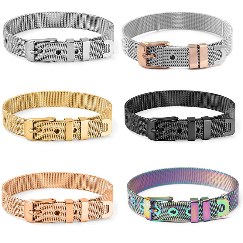 Cross-border Amazon jewelry stainless steel mesh strap bracelet width 10mm adjustable wrist mesh strap bracelet in stock Cross-border Amazon jewelry stainless steel mesh strap bracelet width 10mm adjustable wrist mesh strap bracelet in stock
