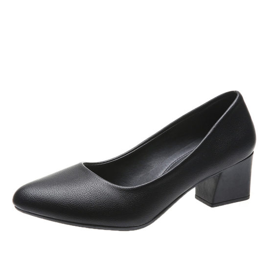 Soft surface soft bottom integrated heel professional shoes chunky heel single-layer shoes high heel 2024 spring new shoes professional women's shoes work shoes