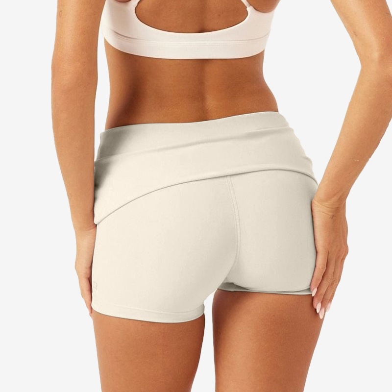 Pantalones cortos de yoga europeas y estadounidenses transfronterizos, mujeres plegables, pantalones cortos de cintura alta, pantalones cortos de entrenamiento de Pilates