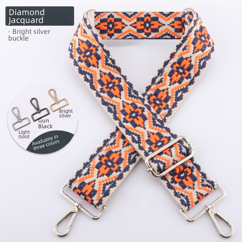 New Diamond Jacquard Bag Shoulder Strap Free Shipping Crossbody Adjustable Shoulder Strap Cross-Border 5cm Wide Shoulder Strap Bag Strap