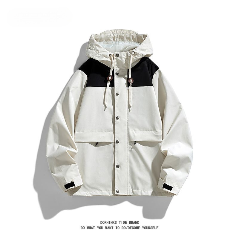 Autumn Men's Windbreaker American-Style Loose Patchwork Jacket Men's Mountain-Style Windproof Functional Hooded Coat Women Autumn Men's Windbreaker American-Style Loose Patchwork Jacket Men's Mountain-Style Windproof Functional Hooded Coat Women