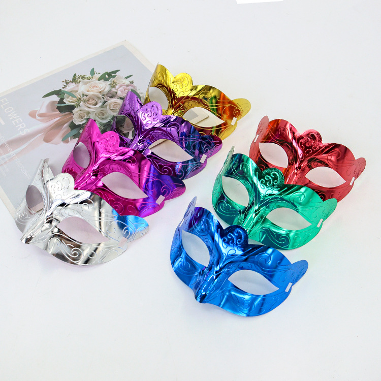 Nuevo carnaval transfronterizo máscara de galvanoplastia de alta gama mascarada accesorios de fiesta máscara retro máscara reflectante